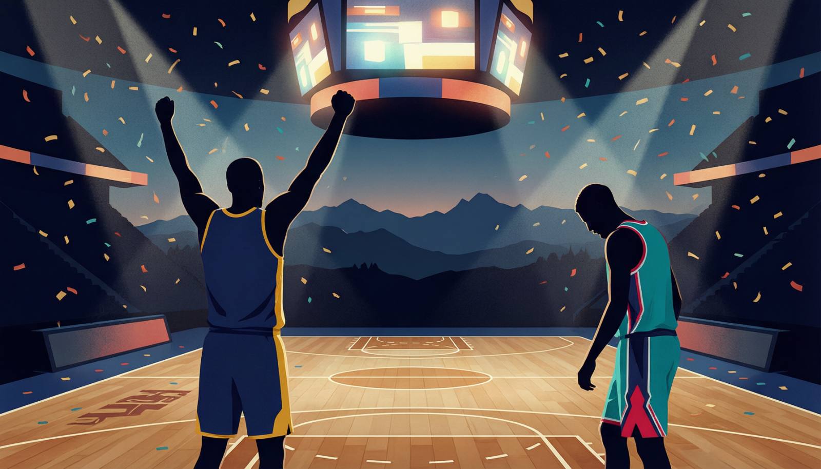 掘金对阵鹈鹕的NBA比赛示意图